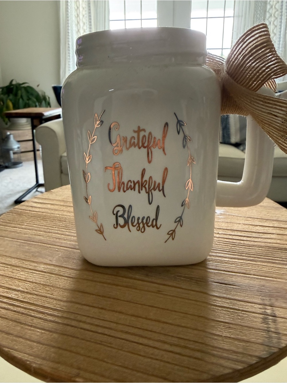 Large mason jar style mug - Grateful-Thankful-Blessed
